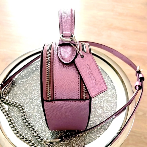 NWT COACH Metallic Leather 💜 HEART Crossbody - Picture 4 of 9